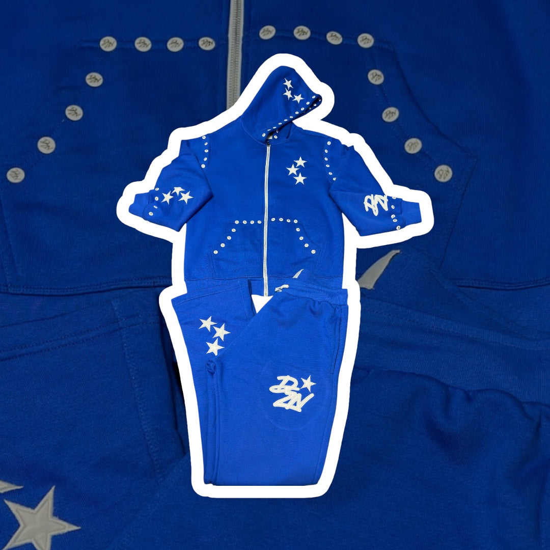 Blue & White Sweatsuit Leather Stars