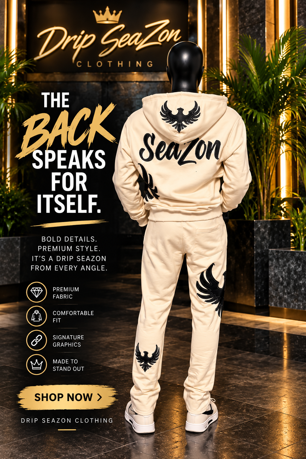Cream and Black Sweatsuit
