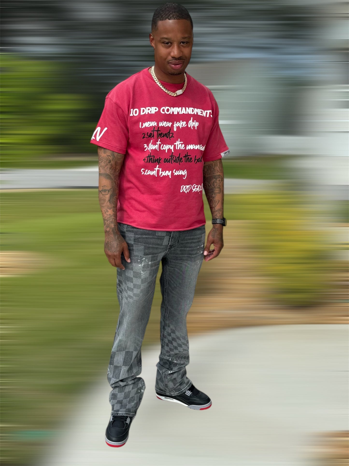 10 Drip Commandments Oversized T-Shirt Red
