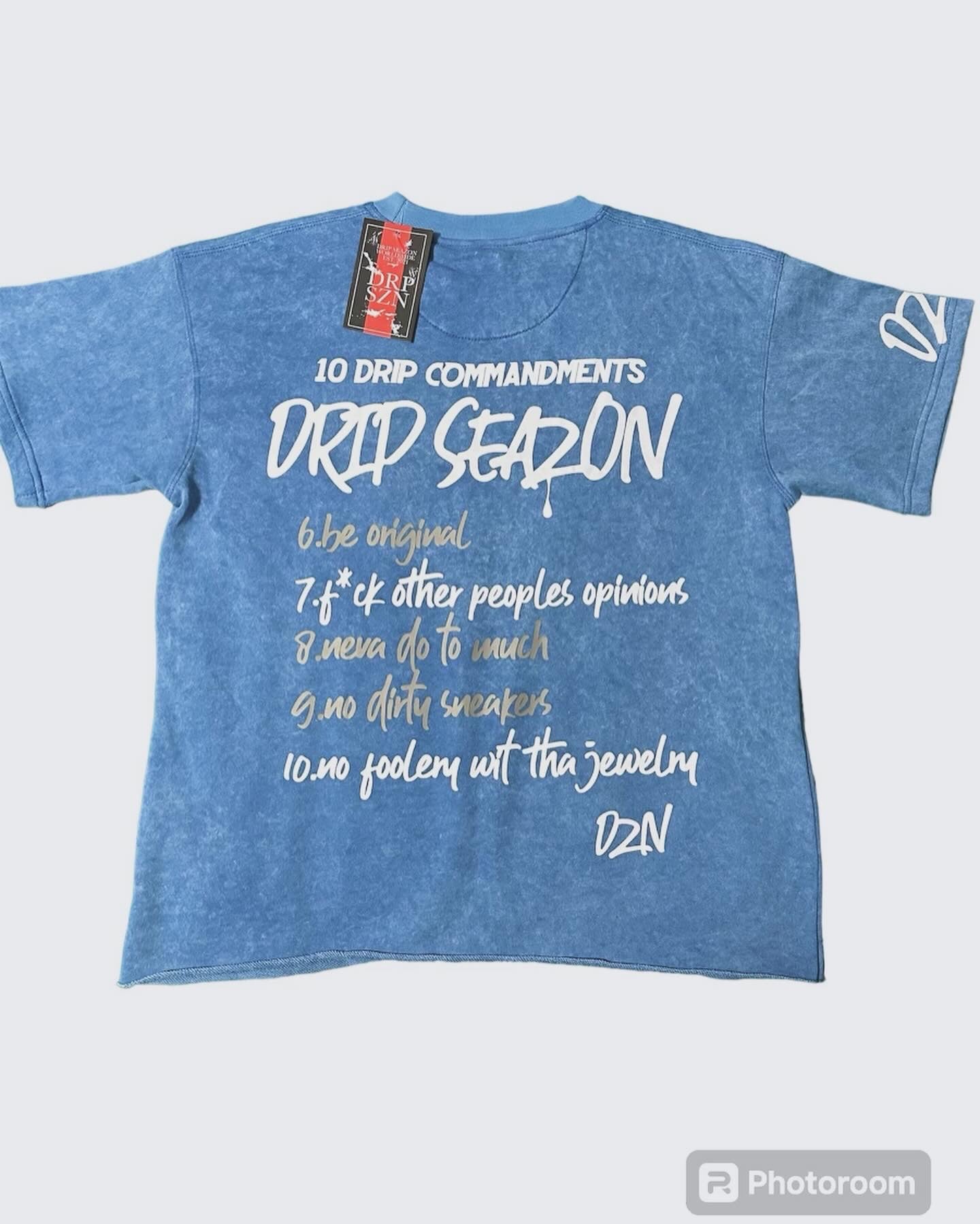 10 Drip Commandments Oversized T-Shirt Blue
