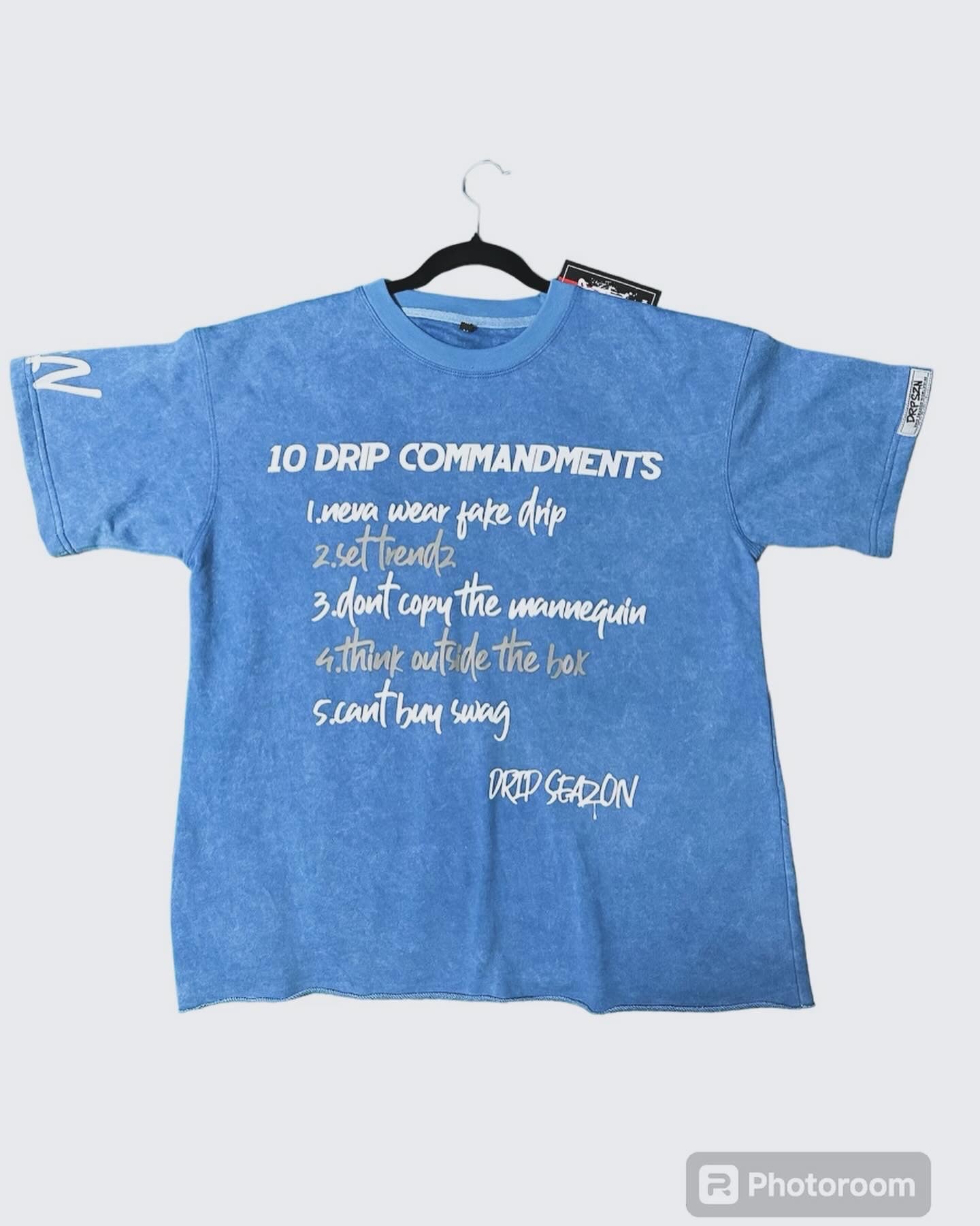 10 Drip Commandments Oversized T-Shirt Blue