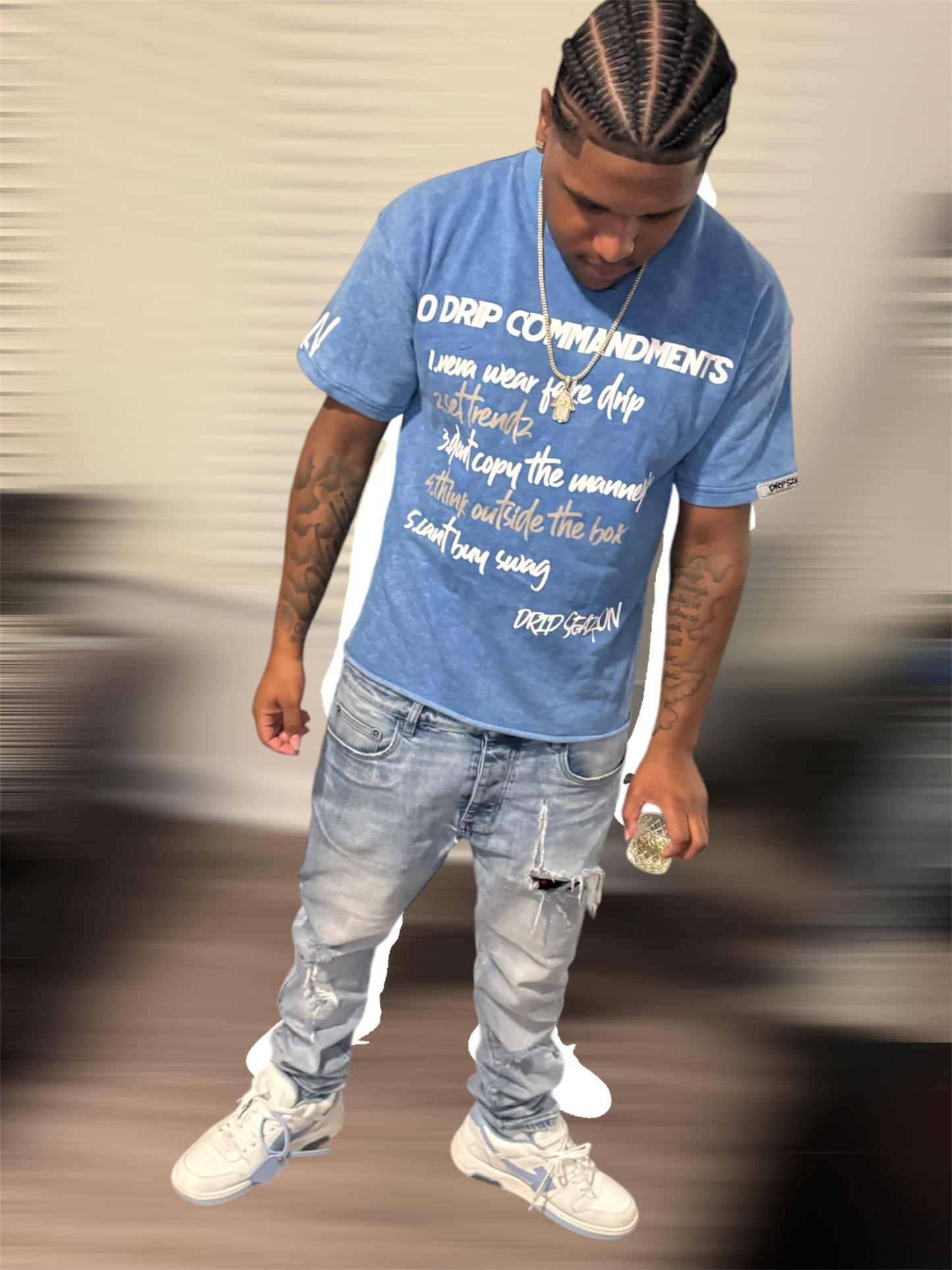 10 Drip Commandments Oversized T-Shirt Blue