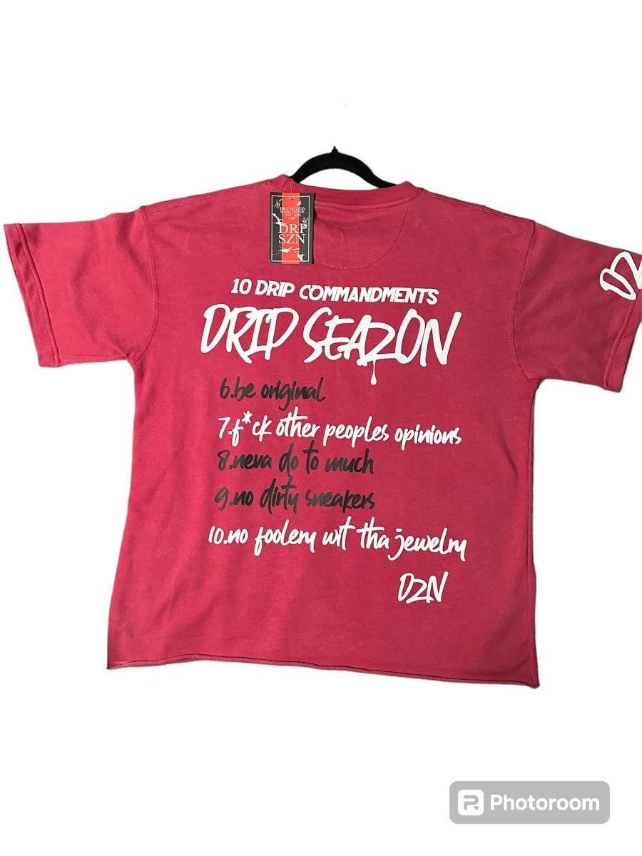 10 Drip Commandments Oversized T-Shirt Red