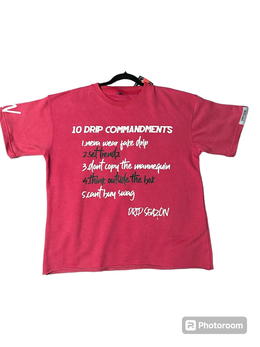 10 Drip Commandments Oversized T-Shirt Red