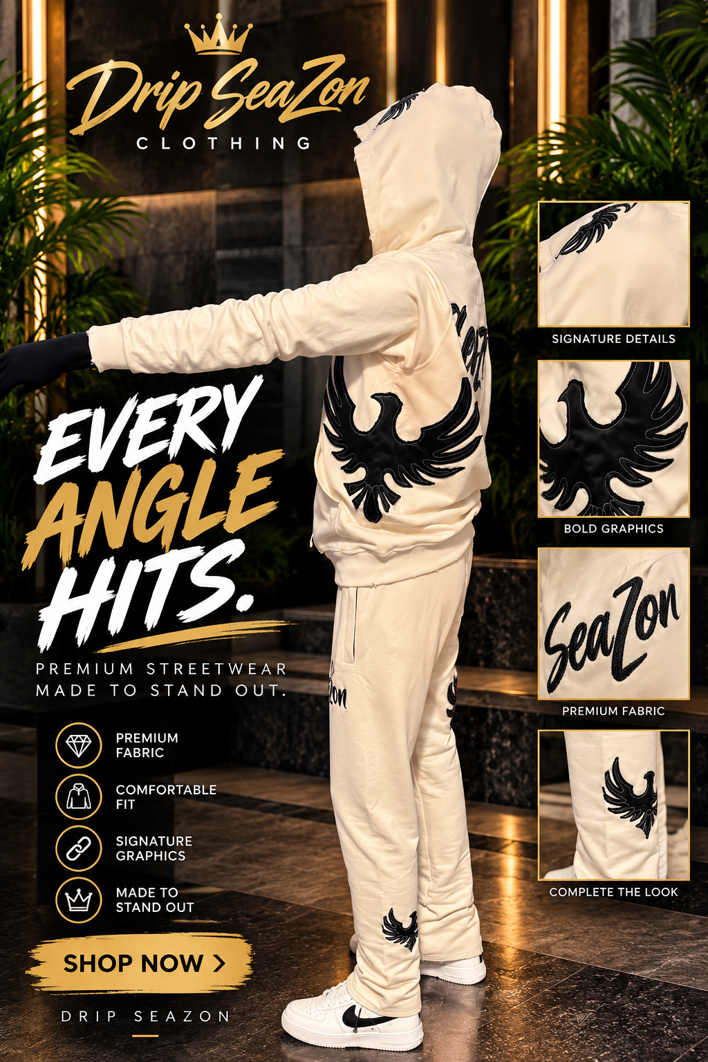 Cream and Black Sweatsuit