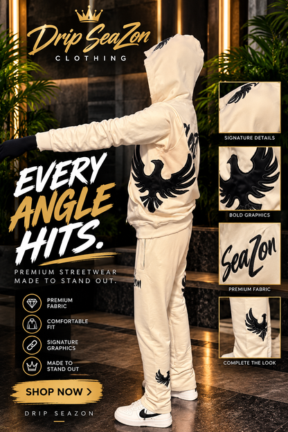 Cream and Black Sweatsuit