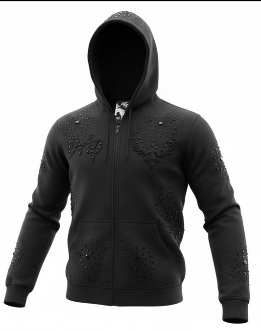 Zip Up Hoodie Black Drip SeaZon