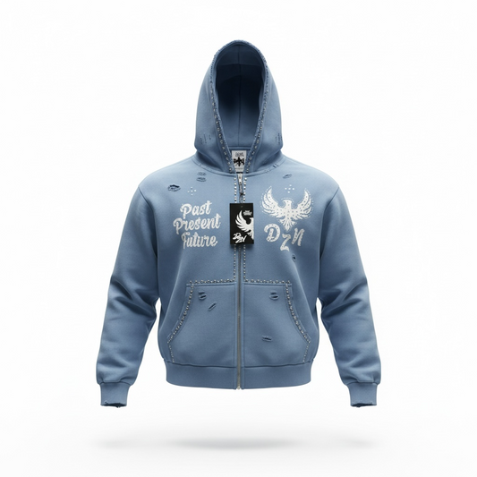 Zip Up Hoodie Blue